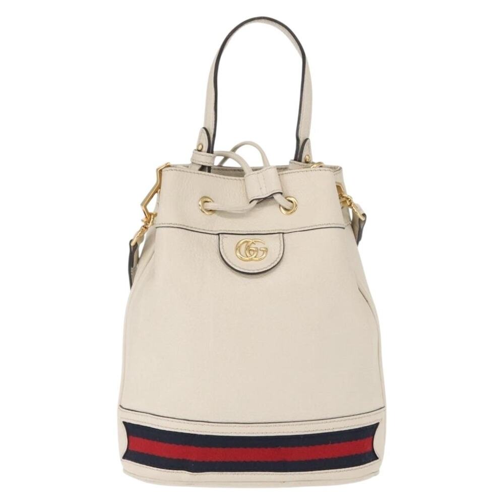 Gucci GG Web Marmont Leather Shoulder Bag White Gold
